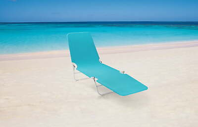 #ad Folding Adjustable Back Fabric Beach Lounger Turquoise Blue $24.42