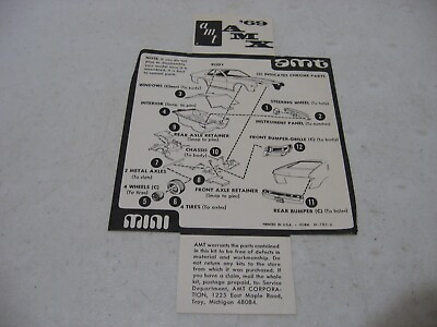 #ad Instruction Sheet Only AMT Mini 1969 AMC AMX Model Kit #M785 100 $11.95