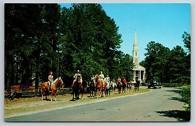 #ad Riding Party Near the Village Chapel Pinehurst North Carolina Postcard $2.98