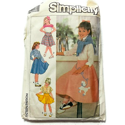 #ad Vintage Simplicity Pattern 7878 Girls Poodle Skirt 3 Styles Size H 7 8 10 Cut $9.99