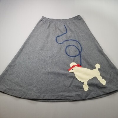#ad Vintage Poodle Skirt 15 16 Elastic Waist Gray Wool Midi Made USA Ermane 50s 60s $15.19