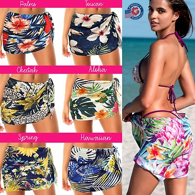 Coqueta Chiffon Bikini Swimwear Cover Up Sarong Pareo Swimsuit Wrap Women short $7.99