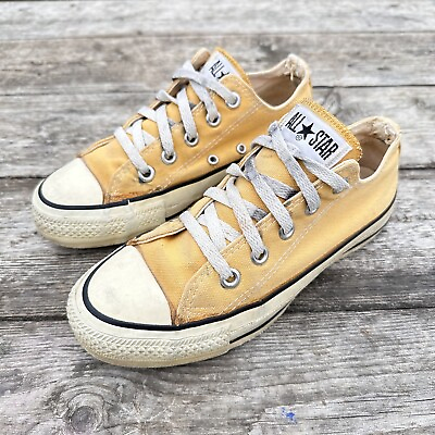 Vintage Converse Chuck Taylor Made in USA Low Top Yellow Size 4 Men#x27;s 5.5 Womens $57.99