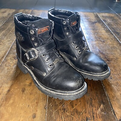 #ad Harley Davidson Women Tegan Boots Leather laces and buckle size 9 $69.00