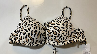 #ad Shade amp; Shore 34B Swimsuit Bikini Top Leopard Animal Print Cream NWT $28 $13.99