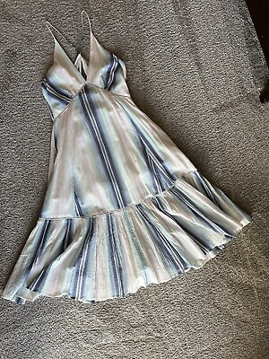 #ad Women#x27;s En Crème Soft Striped Spaghetti Strap Maxi Summer Dress Medium $19.99
