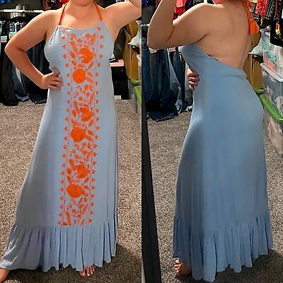 #ad Boutique Maxi Dress Embroidered Floral Beautiful Dress Large $60.00
