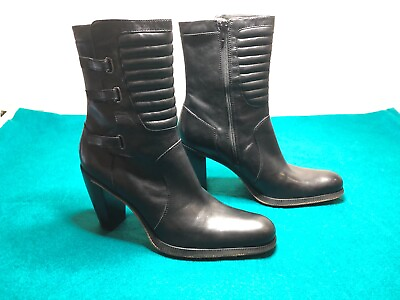 #ad VS Black Leather Women#x27;s Boots Size 10 medium $20.00