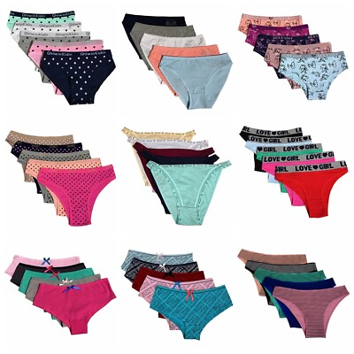 #ad New 5 Women Bikini Panties Brief Floral Lace Cotton Underwear Size M L XL $10.99