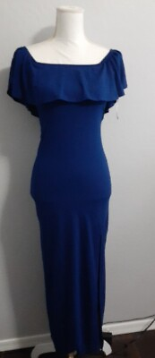 #ad GUESS Los Angeles MAXI Long DRESS Blue Size XS NWT Sleeveless $39.95