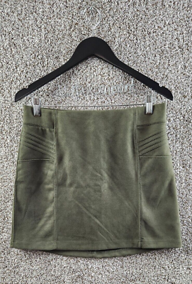 #ad ReWash Green Mini Skirt Faux Suede Skirt Stretch Juniors Size L $15.99