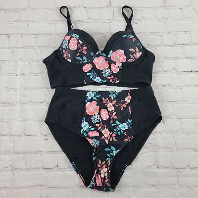 #ad Women#x27;s Large Floral Printed Swimsuit Bikini Set NEW $20.00