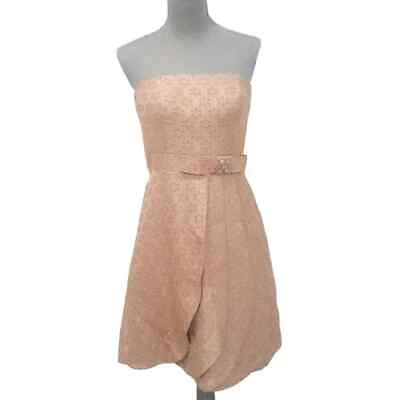 #ad ALBERTO MAKALI TAN STRAPLESS PARTY COCKTAIL DRESS SIZE 8 **USED *** $24.50