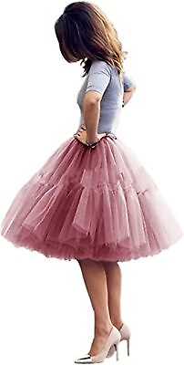 #ad Tulle SkirtWomen#x27;s Midi Tulle Tutu Skirt Fluffy Princess Five Layers A line Par $66.54