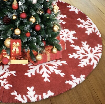 #ad 48” Christmas Tree Skirt Tree Mat Snowflake Holiday Decorations $19.99