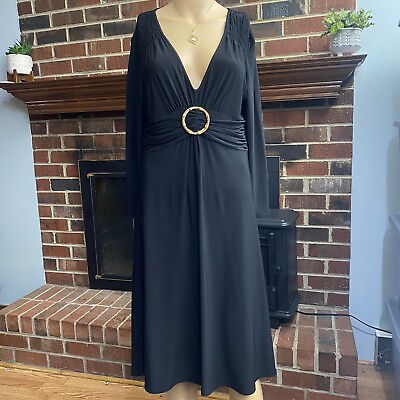 #ad #ad Nine West Women’s Size 10 Black Cocktail Dress Midi Length Long Sleeve Pre Ow.. $23.00