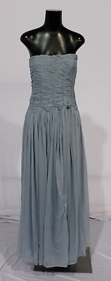 Lulus Women#x27;s Strike My Fancy Strapless Pleated Maxi Dress CD4 Dusty Blue Small $37.39