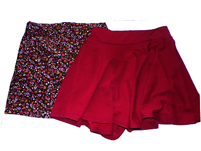 #ad 2 girl#x27;s skirts Art Class floral corduroy XL 14 16 burgundy red size medium R1 $15.53