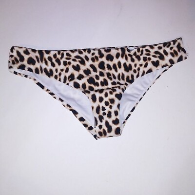 #ad Victoria Secret PINK Swim Bikini Bottom XS Leopard Animal Print Black Tan New $26.99