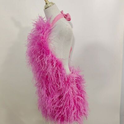 #ad New 100% Natural Ostrich Hair Skirt Length 70cm Backless Design Sexy Dress Hot $340.67