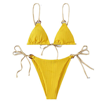 #ad #ad 2 Pcs set Summer Bikini Set Soft Eye catching Padded Bikini Set Beachwear $13.01
