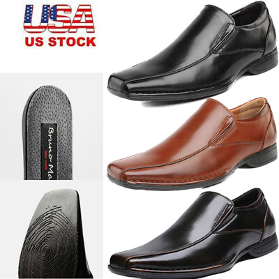Men#x27;s Formal Dress Oxford Shoes Classic Square Toe Slip On Loafer Shoes US Size $31.95