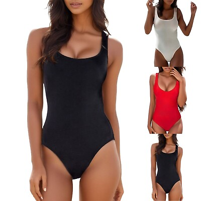 #ad One Elastic Cut Retro Suits Swimwear Low Bathing High Piece Women Back $12.98