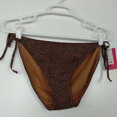 #ad Xhilaration Bikini Bottom XL Juniors Brown Animal Print Hipster Ribbed Swimwear $13.99