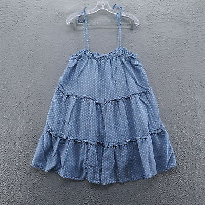 #ad Vineyard Vines Womens Chambray Tiered Sundress Large Blue Tie Straps Peasant $26.99