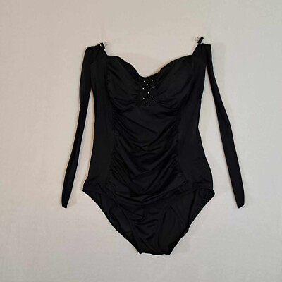 #ad JANTZEN CLASSICS Womens Swimsuit bikini Black One Piece Size 14 $10.99