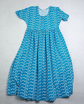 Vtg Roper Western Dress Women#x27;s Small Blue Horse Print Cowgirl Maxi Short Sleeve $134.97