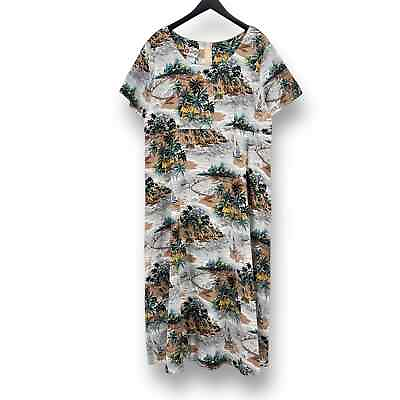 #ad Hilo Hattie Hawaiian Print Short Sleeve Maxi Summer Dress Size XL $48.00