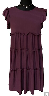 #ad Zenana Plus Ruffle Sleeve Tiered A Line Swing Summer Midi Knee Length Dress $20.00