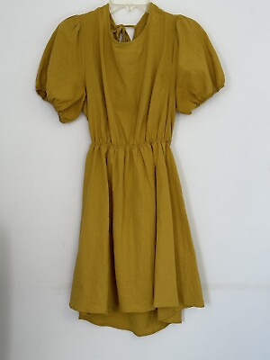 #ad Women’s Backless Dress Gold Summer Dress Size XL Cotton Ana Caci $9.99