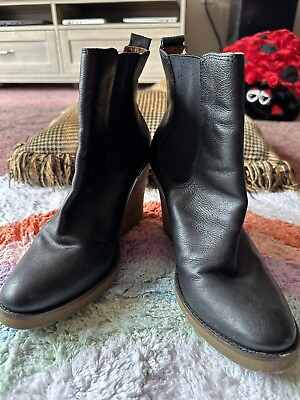 #ad LUCKY BRAND womens boots size 8.5 black leather $58.00