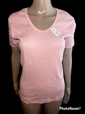 VTG Sears Women’s Top T Shirt Medium Salmon Pink Scoop Neck Single Stitch NWT $25.16