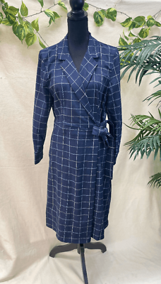 #ad Marella Women#x27;s Notched Lapels Long Sleeve Wrap Dress Navy 10 $257.00
