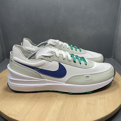 #ad *NEW* Nike Men’s Waffle One SE Sneaker: White Silver Green Blue Shoes Size 12 $69.99