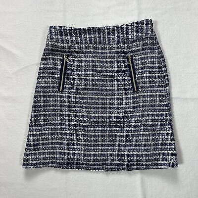 #ad LOFT Petites Womens Skirt Blue White Size Petite 00P $13.95