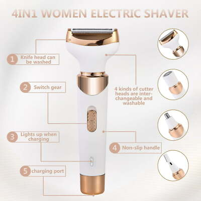 #ad 4 in 1 Women#x27;s Electric Shaver: Lady Razor Trimmer amp; Bikini Shaver Rechargeab $39.17