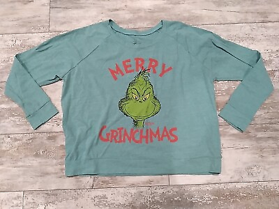 GRINCH Long Sleeve Sleep Shirt euc Christmas Size adult XLARGE Unisex MEN WOMEN $19.99