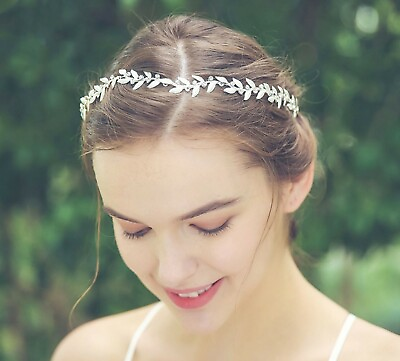 #ad Women wedding Bride Silver Color leaf slim simple boho Hair Head band Hairpiece AU $28.00