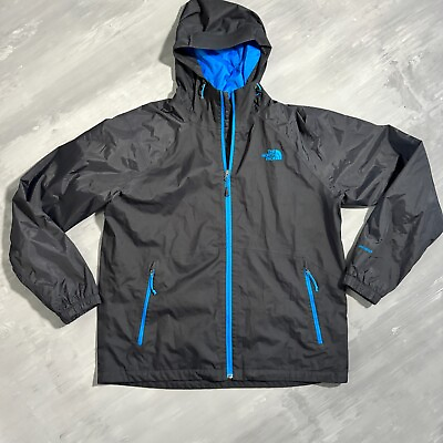 #ad #ad The North Face Hooded Nylon Rain Jacket Black Blue Zip Mens Large $29.94