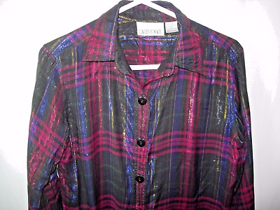 #ad WOMENS BLACK BURGUNDY BLUE SPARKLE HOLIDAY PARTY OVER BLOUSE SHIRT TOP SIZE S 40 $6.99