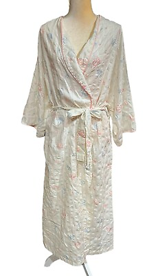 #ad Vintage Sears Size Appeal Floral Robe Womens Size 2X Belted 3 4 Sleeve *READ $24.99