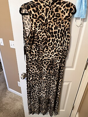 #ad Vince Camuto Leopard Print Sleeveless Maxi Dress Size 1X NWT $30.00