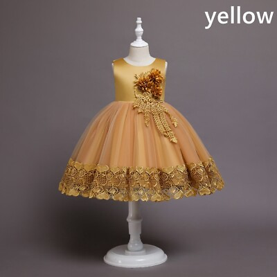 Girl Cute Party Dress Tank Sleeveless Beaded Flower Lace Wedding Summer Dress $35.33