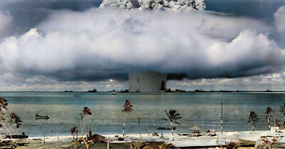 #ad Nuclear Test Mushroom Cloud Ocean Baker Bikini Atoll Photo Art Print Colorized $32.99