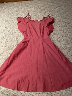#ad Summer pink red lined cute dress size XS pockets free ship $11.88