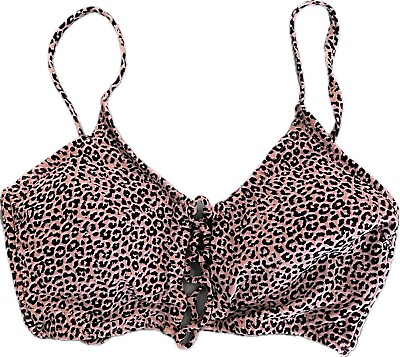 #ad Leopard Print Bikini Bralette Top Size Small Swimwear Tie Back $6.00